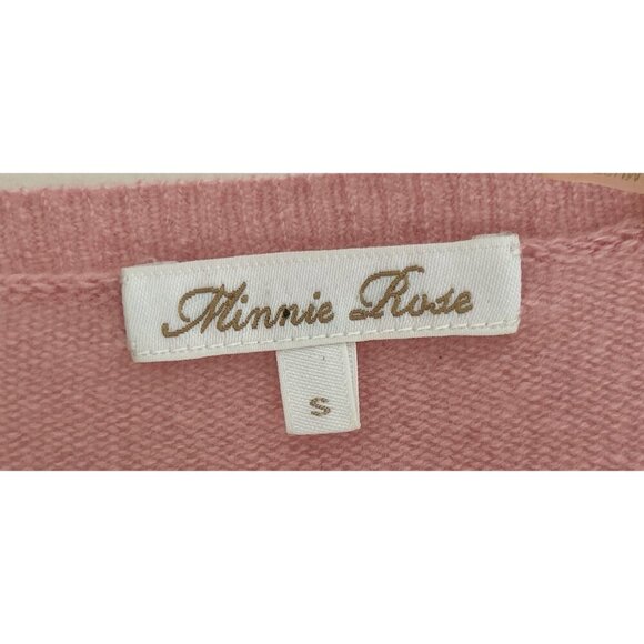 Minnie Rose 100% Cashmere Pink V-Neck Long Sleeve Womens Sweater Size S - Picture 3 of 6